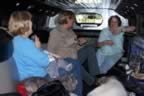 The girls after a few stops to sample grapes. Notice Tracy  moved to the back of the bus. (143kb)